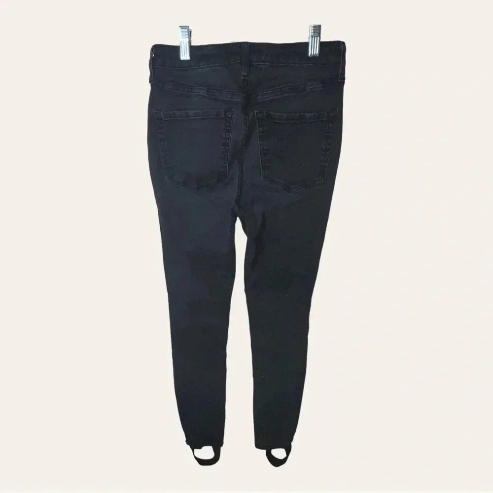 0496W. Free PEOPLE HIGH RISE STIRRUP SKINNY JEANS BLACK‎ WOMEN’S SIZE 27
